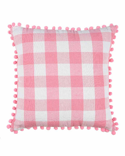 Timeless Cotton Square Cushion Covers With Pom Pom  | Multiple Colors  | Set Of 2 | 18 x 18 inches