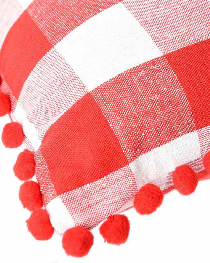 Timeless Cotton Square Cushion Covers With Pom Pom  | Multiple Colors  | Set Of 2 | 18 x 18 inches