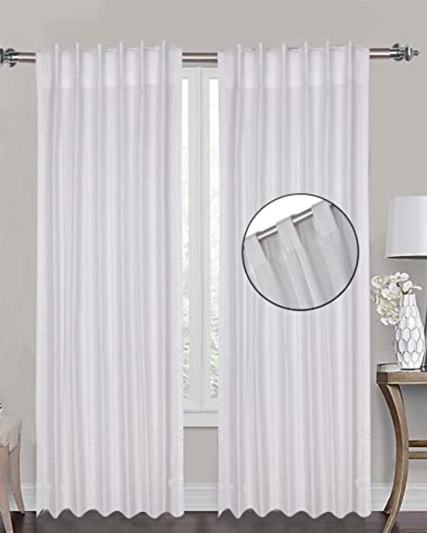 Modern Lines Design Cotton Window Curtains | Set Of 2
