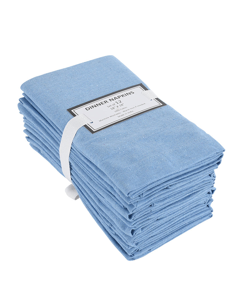 Light Blue Soft Cotton Napkin With Mitted Corners | Set Of 12 | 18 x 18 Inches