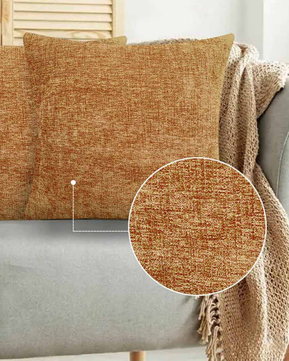 Chenille Couch & Sofa Cushion Covers With Invisible Zipper  | Multiple Colors | Set Of 2 | 16 x 16 inches