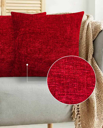 Chenille Couch & Sofa Cushion Covers With Invisible Zipper  | Multiple Colors | Set Of 2 | 16 x 16 inches