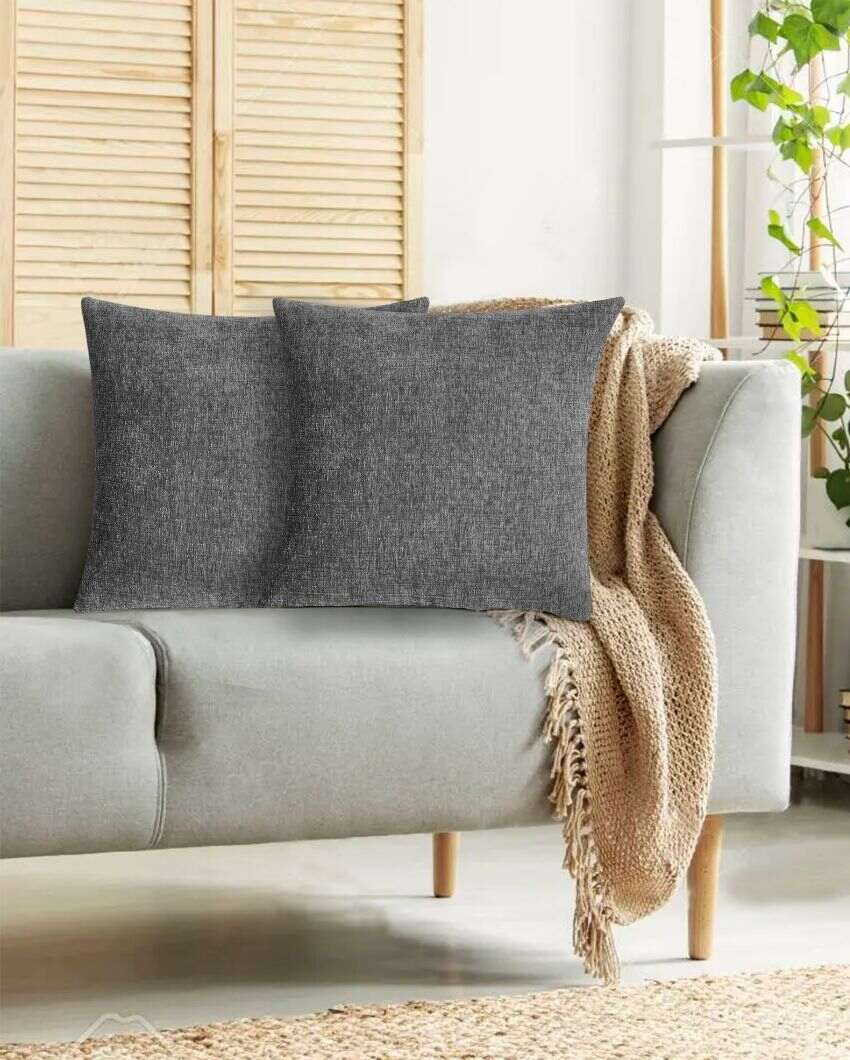 Chenille Couch & Sofa Cushion Covers With Invisible Zipper  | Multiple Colors | Set Of 2 | 16 x 16 inches