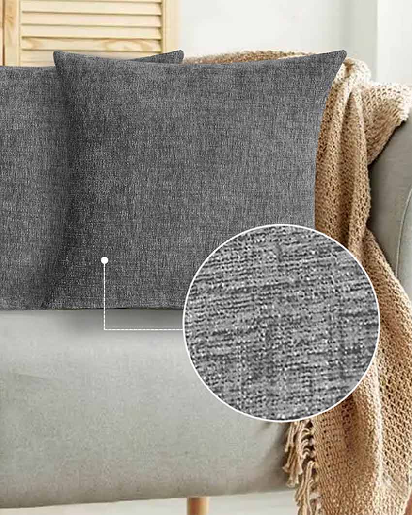 Chenille Couch & Sofa Cushion Covers With Invisible Zipper  | Multiple Colors | Set Of 2 | 16 x 16 inches