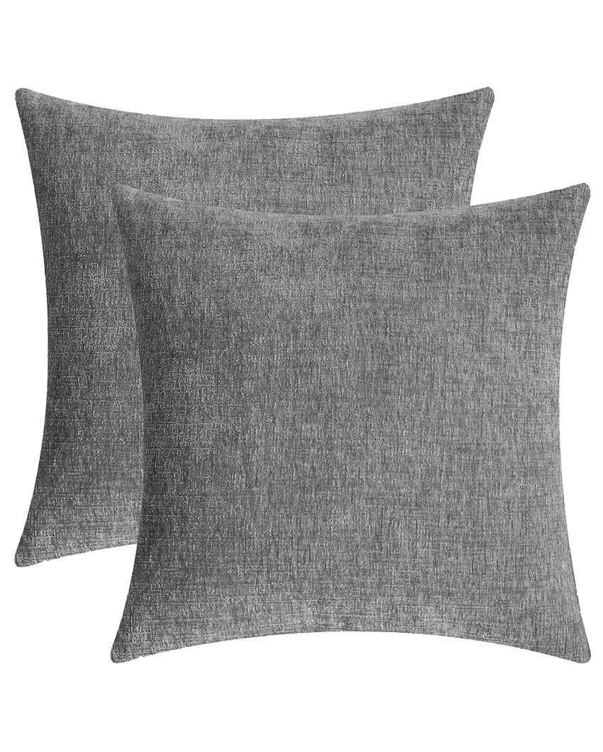 Chenille Couch & Sofa Cushion Covers With Invisible Zipper  | Multiple Colors | Set Of 2 | 16 x 16 inches