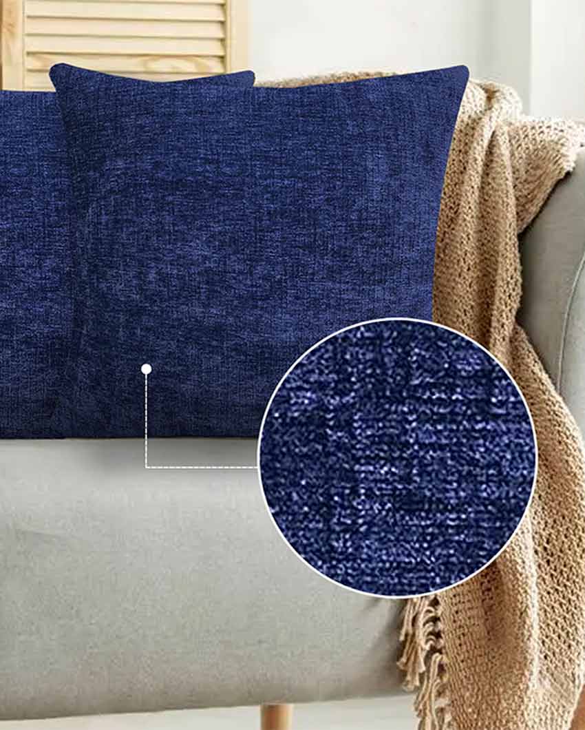 Chenille Knife Edge With Invisible Zipper Couch Cushion Covers  | Multiple Colors | Set Of 2 | 18 x 18 inches