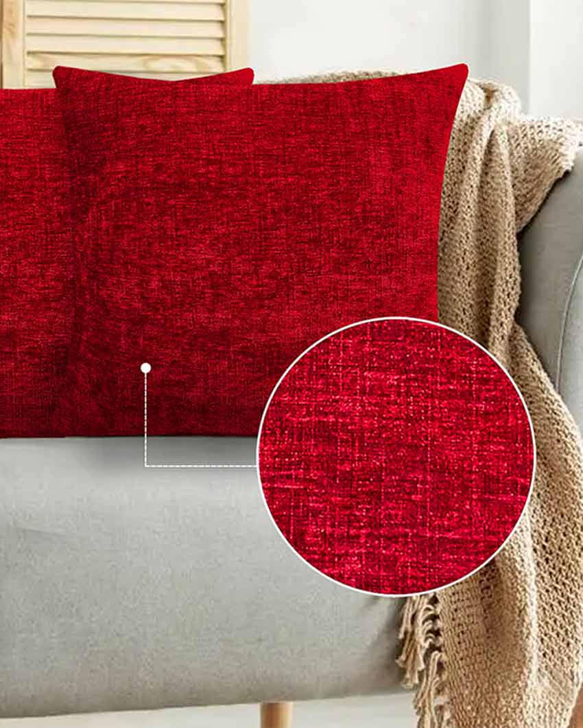 Contemporary Chenille Couch Sofa Cushion Covers Invisible Zipper | Multiple Colors | Set Of 2 | 20 X 20 inches