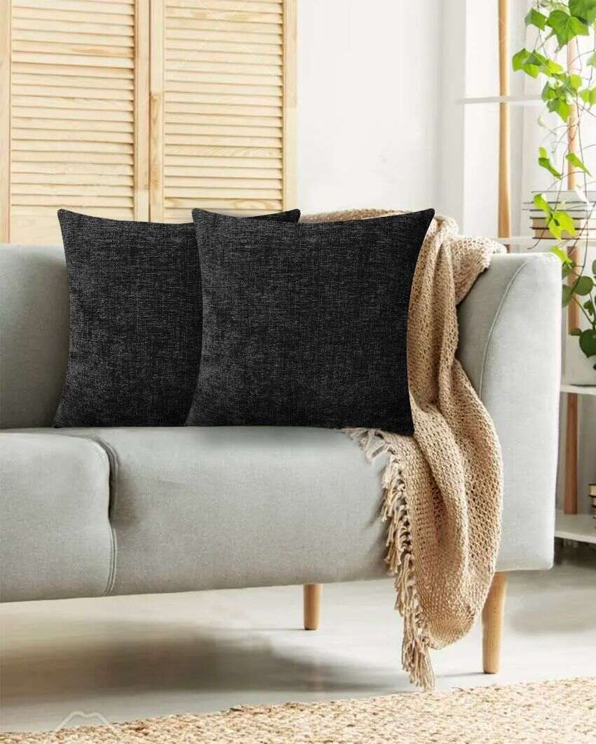 Contemporary Chenille Couch Sofa Cushion Covers Invisible Zipper | Multiple Colors | Set Of 2 | 20 X 20 inches