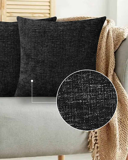 Contemporary Chenille Couch Sofa Cushion Covers Invisible Zipper | Multiple Colors | Set Of 2 | 20 X 20 inches