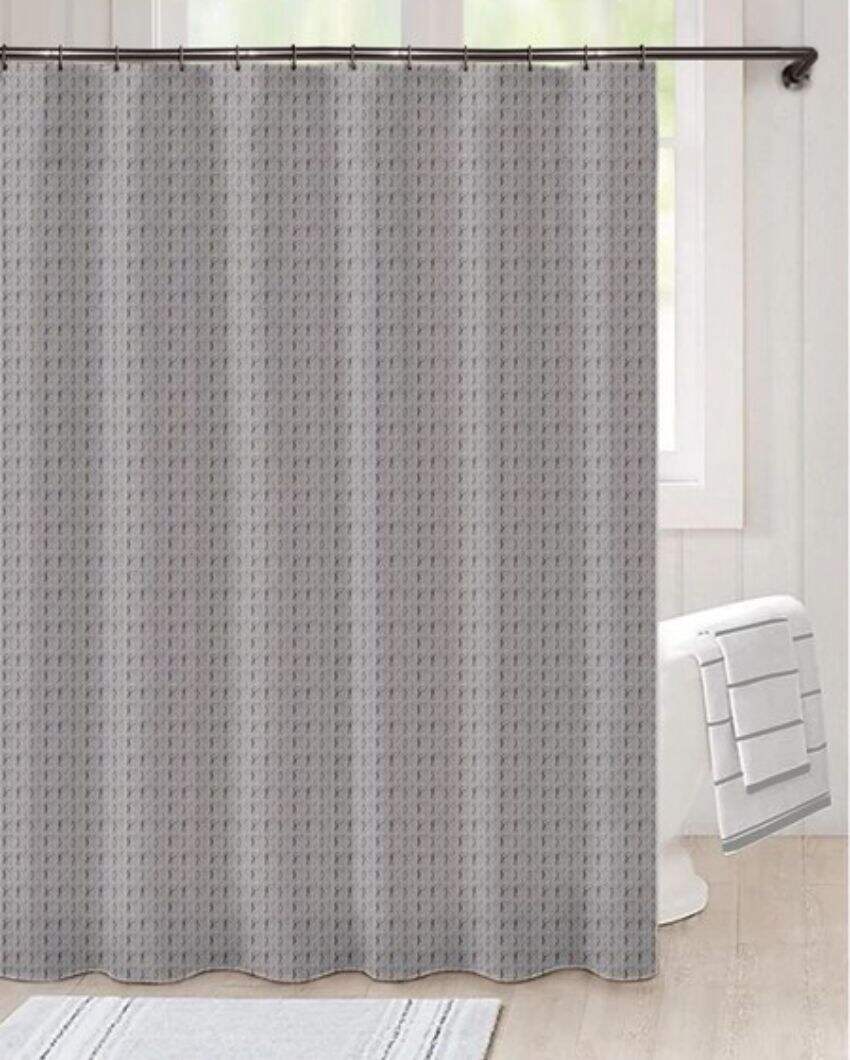 Waffle Weave Cotton Shower Curtains With 12 Rust-Resistant Metal Grommets | 6 Ft