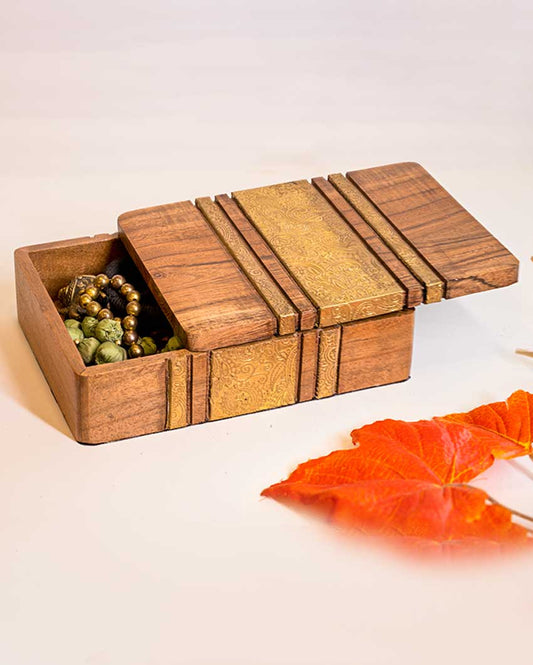 Brown Designer Box With Metal Cladding
