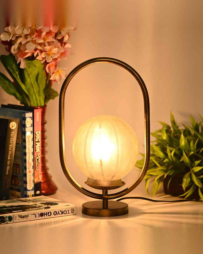 Cattleya Oval Shape Color Table Lamp with Glass Shade | 8 x 13 inches