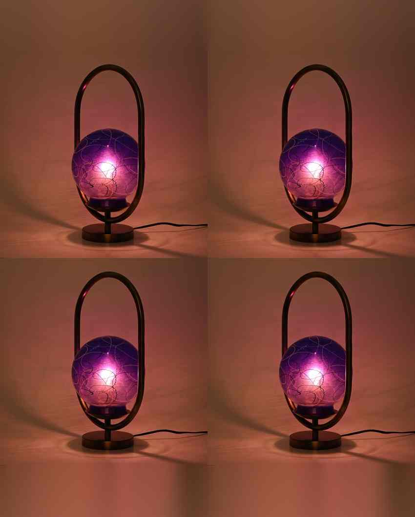 Passiflora Oval Shape Color Table Lamp with Glass Shade | 8 x 13 inches