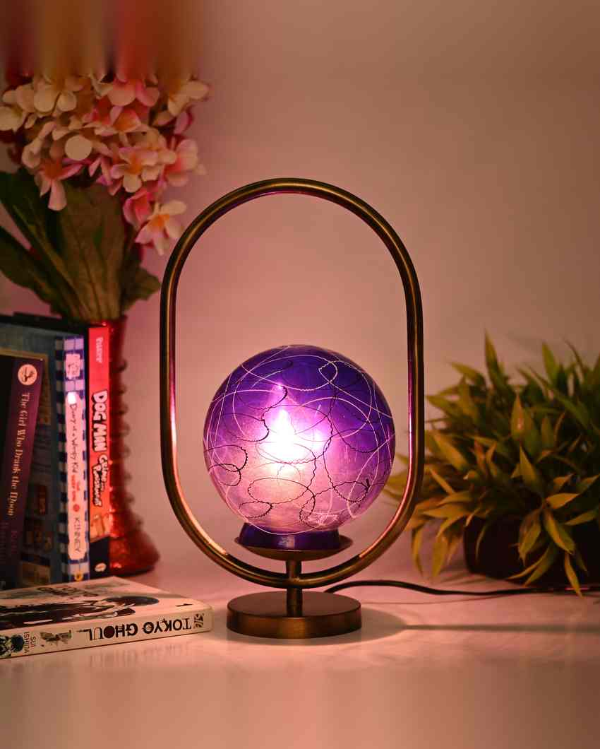 Passiflora Oval Shape Color Table Lamp with Glass Shade | 8 x 13 inches