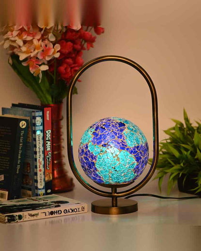 Diente de leon Oval Shape Color Table Lamp with Glass Shade | 8 x 13 inches