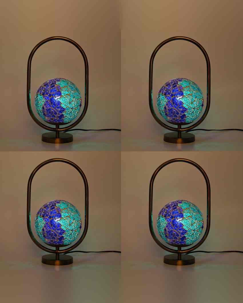 Diente de leon Oval Shape Color Table Lamp with Glass Shade | 8 x 13 inches