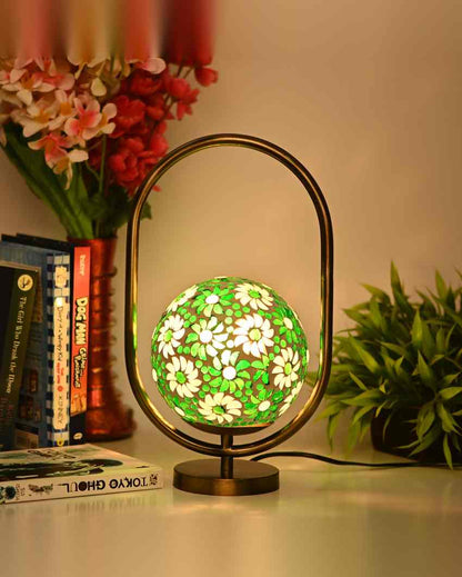 Petunia Oval Shape Color Table Lamp with Glass Shade | 8 x 13 inches