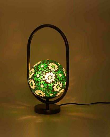 Petunia Oval Shape Color Table Lamp with Glass Shade | 8 x 13 inches