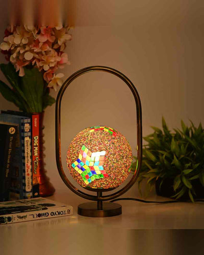 Ranúnculo Oval Shape Color Table Lamp with Glass Shade | 8 x 13 inches