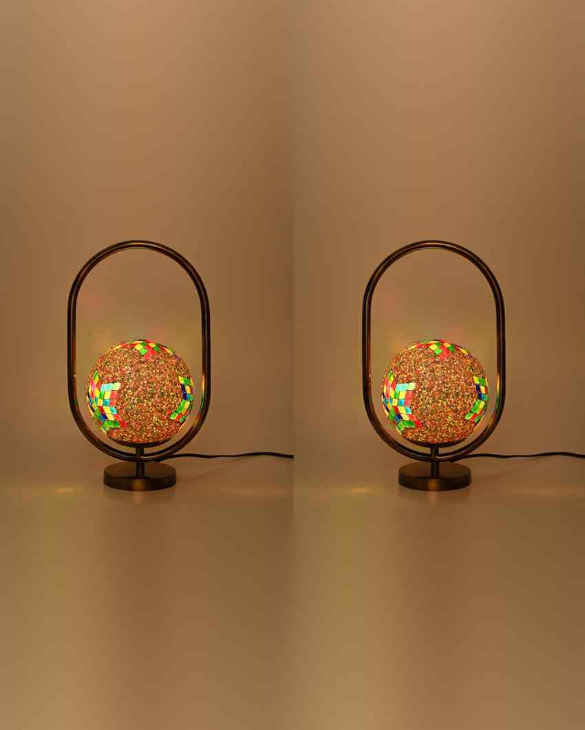 Ranúnculo Oval Shape Color Table Lamp with Glass Shade | 8 x 13 inches