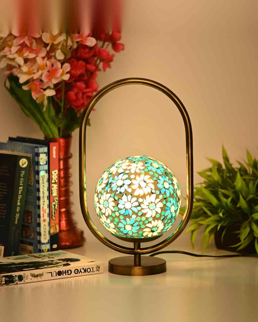 Poppy Oval Shape Color Table Lamp with Glass Shade | 8 x 13 inches