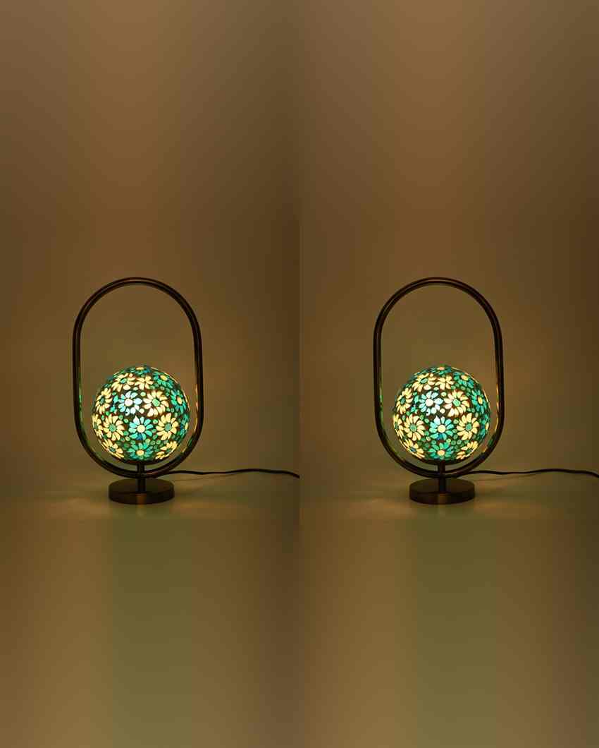 Poppy Oval Shape Color Table Lamp with Glass Shade | 8 x 13 inches