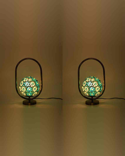 Poppy Oval Shape Color Table Lamp with Glass Shade | 8 x 13 inches