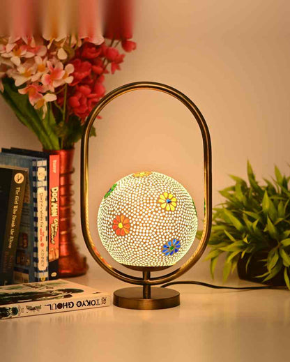 Hydrangea Oval Shape Color Table Lamp with Glass Shade | 8 x 13 inches