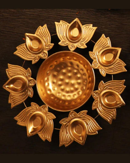 Beautiful Shape Metal Om Gold Diya Urlis | Set Of 3