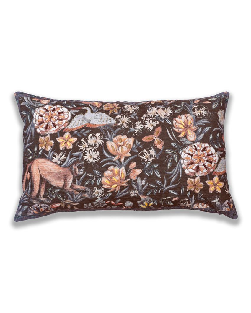 Vanya Chenille Brown Cushion Cover With Embroidery