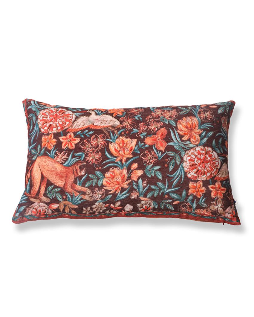 Vanya Chenille Rust Cushion Cover With Embroidery