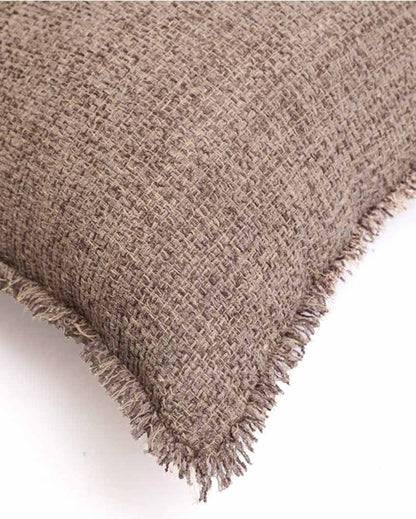 Sukoon Handwoven Grey Viscose Neutral Cushion Cover