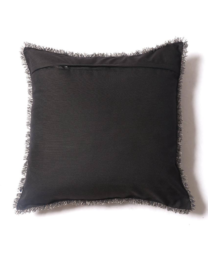 Sukoon Handwoven Dark Grey Viscose Cushion Cover