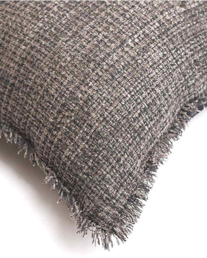 Sukoon Handwoven Dark Grey Viscose Cushion Cover