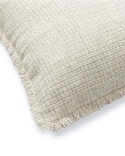 Sukoon Handwoven Off White Viscose Cushion Cover