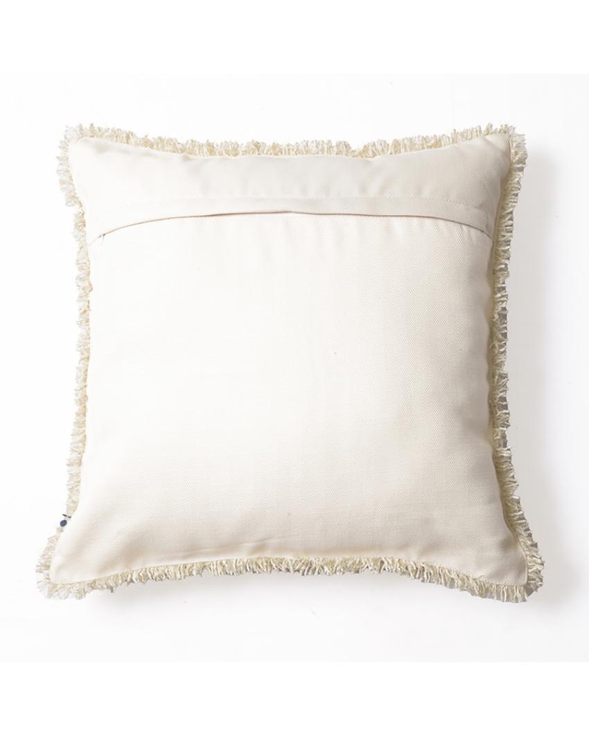 Sukoon Handwoven Off White Viscose Cushion Cover