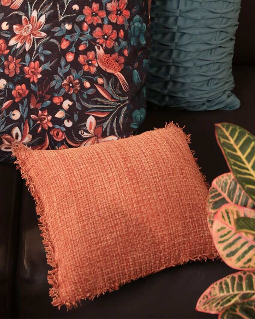 Sukoon Handwoven Rust Viscose Cushion Cover