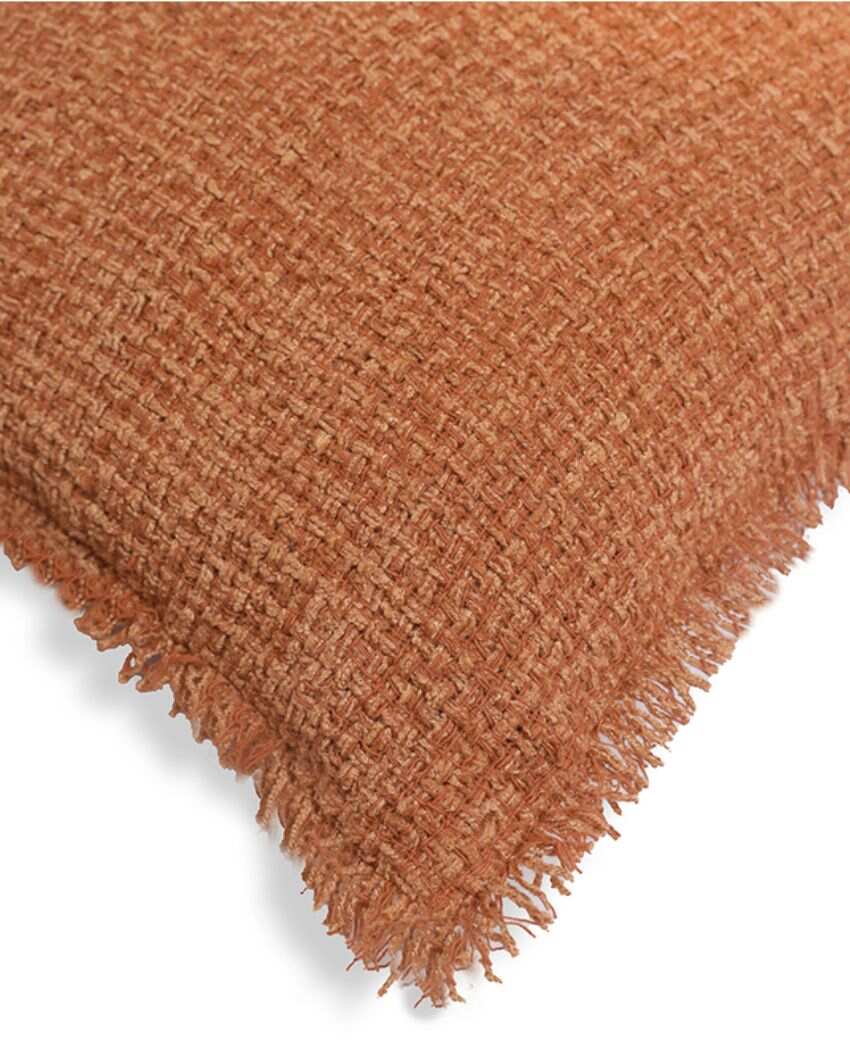 Sukoon Handwoven Rust Viscose Cushion Cover