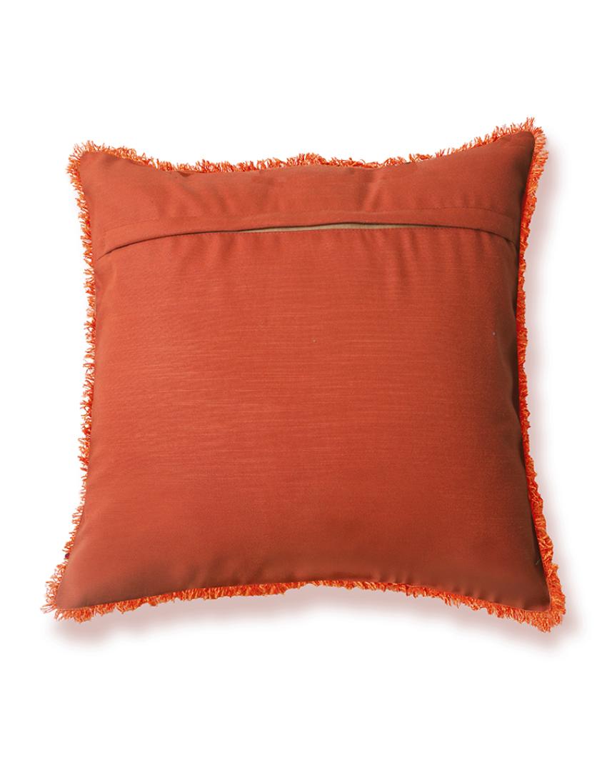 Sukoon Handwoven Rust Viscose Cushion Cover