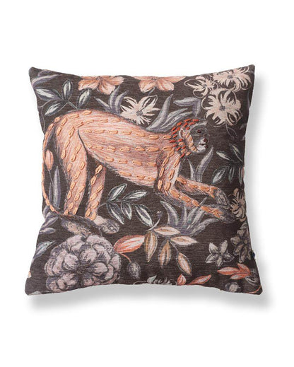 Vanar Chenille Brown Cushion Cover With Embroidery | 12 x 12 inches