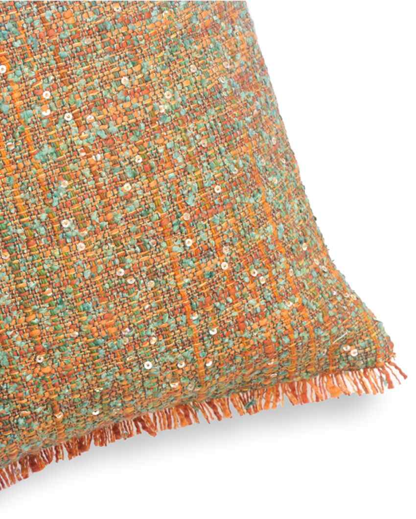 Khwab Handwoven Rust Cotton Cushion Cover