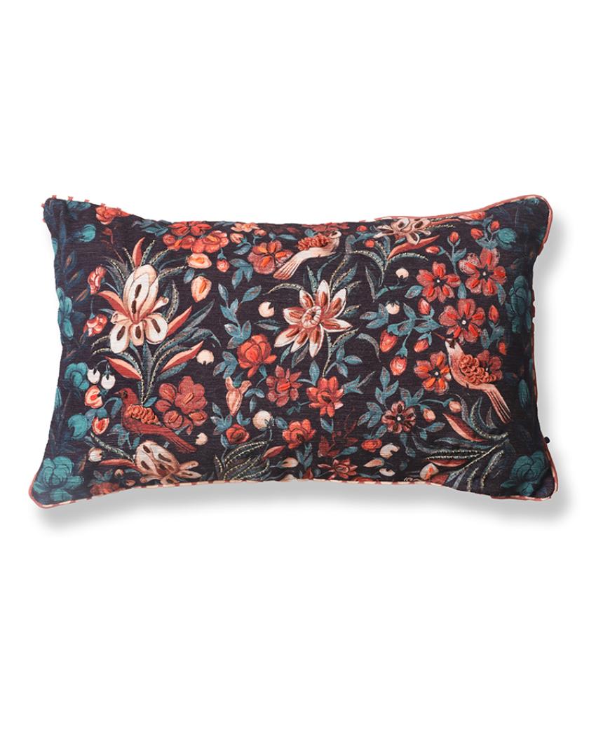 Waadi Chenille Rust Cushion Cover With Embroidery