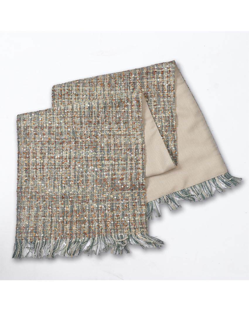 Dilkush Handwoven Neutral Cotton Table Runner | 51 x 13 inches