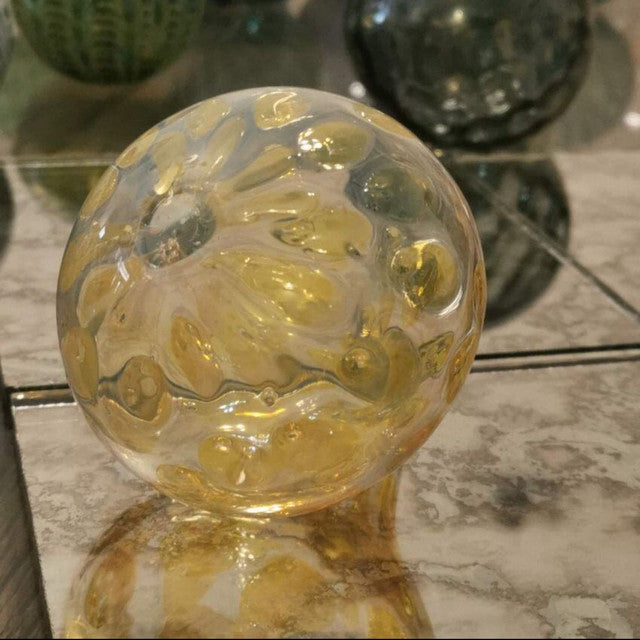 Misty Gold Art Glass Hand Blown Sphere