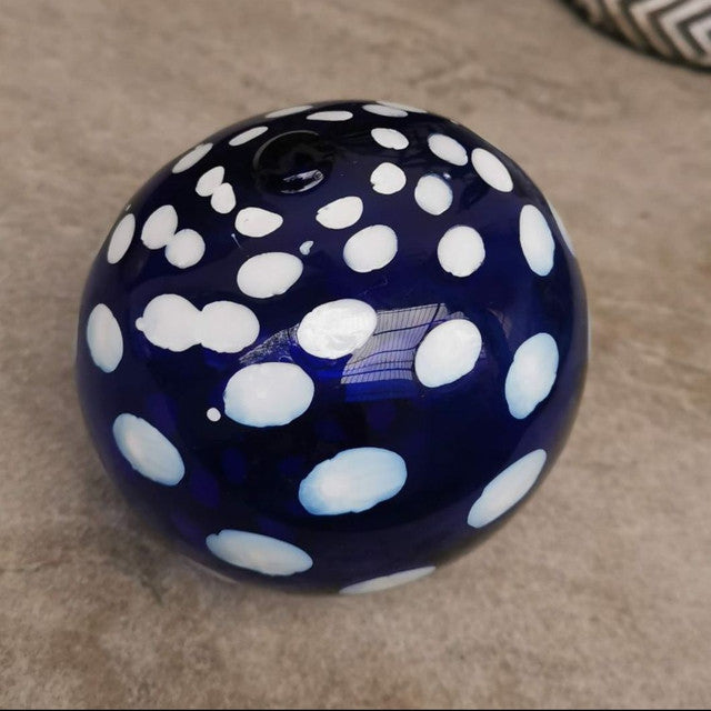 Retro Polka Art Glass Hand Blown Sphere