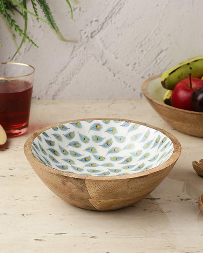 Elegant & Durable Peacock Feather Serving Bowl | 11 x 4 inches