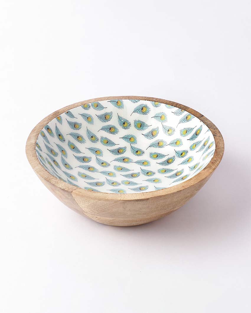 Elegant & Durable Peacock Feather Serving Bowl | 11 x 4 inches