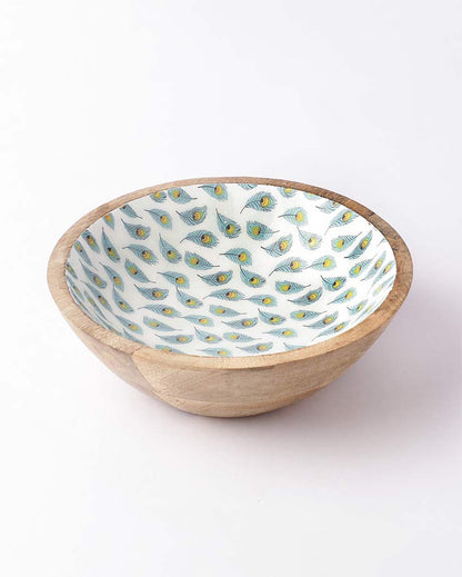 Elegant & Durable Peacock Feather Serving Bowl | 11 x 4 inches