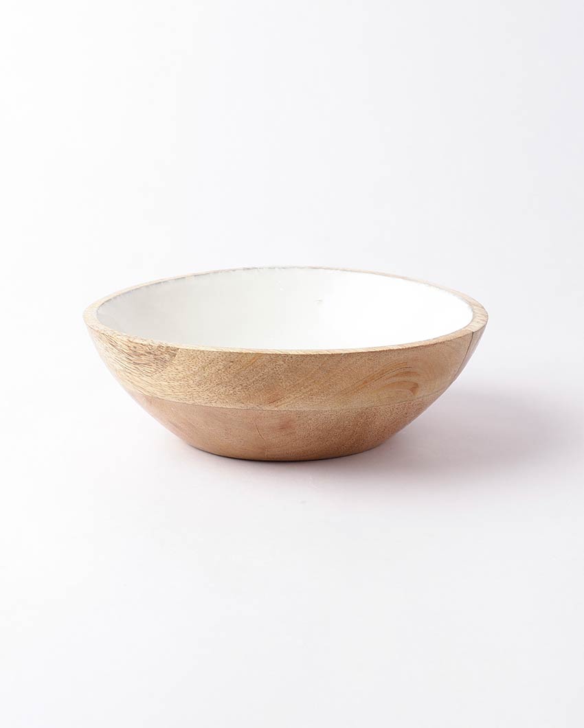 Premium Wooden White Serving Bowl | 11 x 4 inches