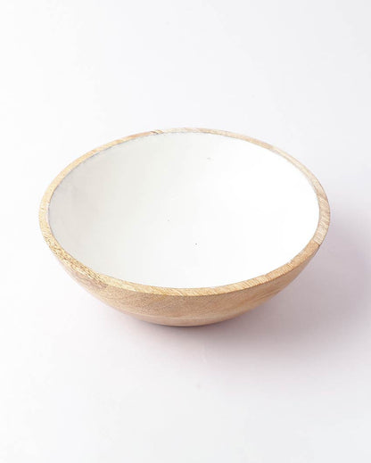 Premium Wooden White Serving Bowl | 11 x 4 inches